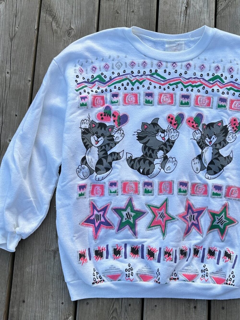 80s glittery kitten crewneck